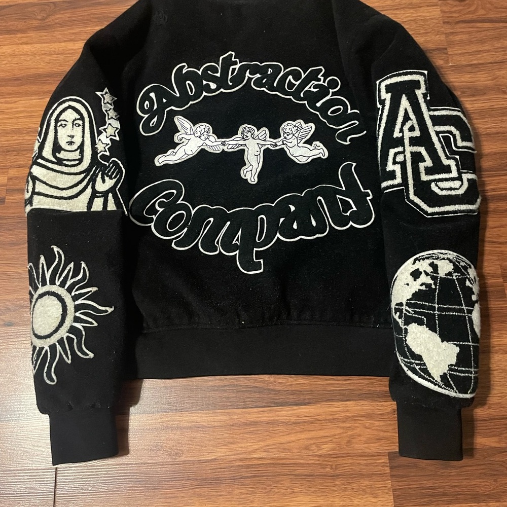 Black Graphic Patch Bomber Jacket - 'Abstraction … - image 1